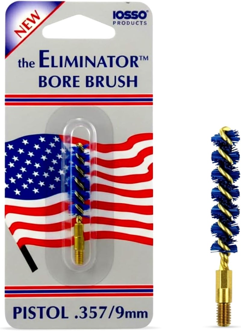 Iosso Premium Bore Brush – Blue Synthetic Fiber – Durable, Long-Lasting Tool for Gun Maintenance – Made in USA Bore Cleaning Brush (.357-9mm-PISTOL BORE Brush) - Image 1